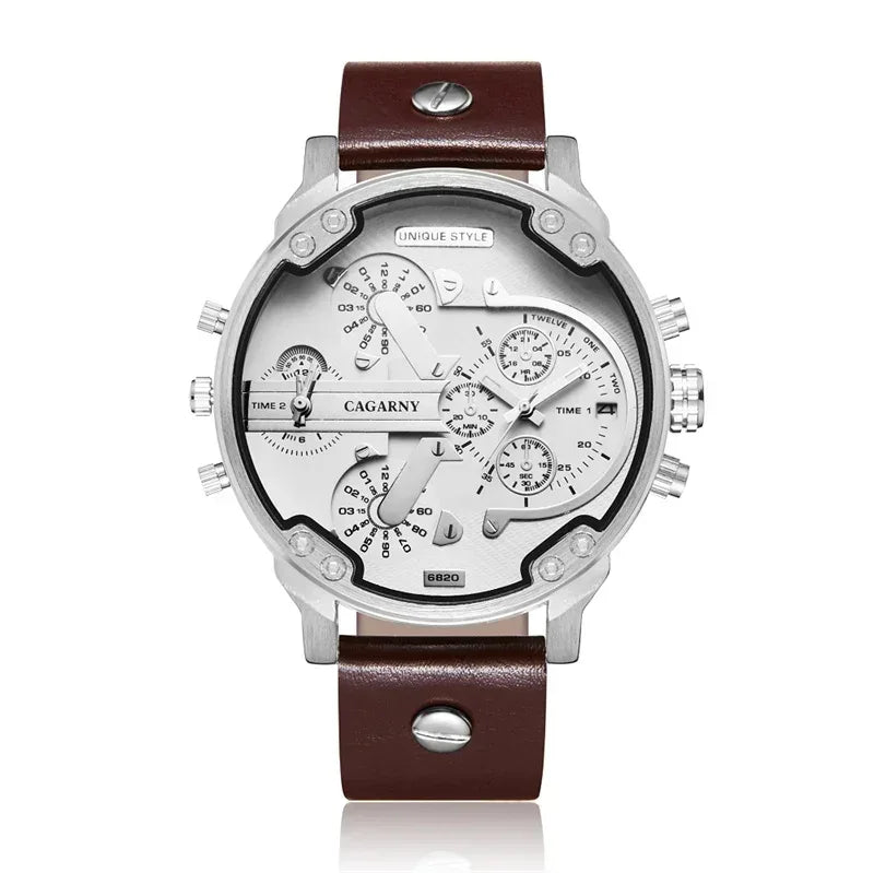 Luxury Top Brand Men's Big Dial Watch | Fashion Leather Band Quartz Wristwatch | Date Function Iced Out Watch | Relogio Masculino 2026 | Caratix - CaratixJewelry